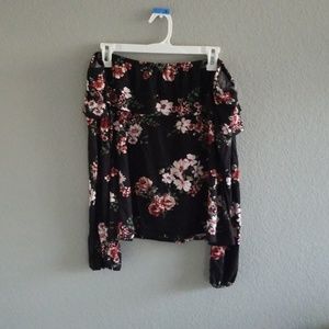 Black floral off the shoulder top